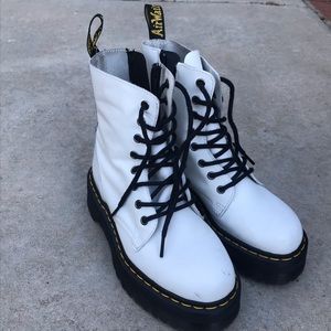 * white platform doc martens with zipper *